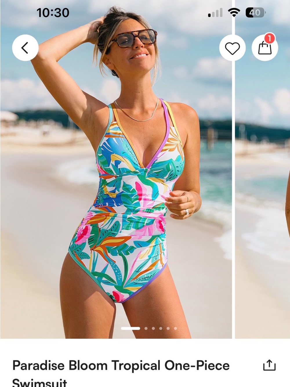 Cupshe Women’s Tropical Floral One-Piece Swimsuit - Pink/Green NWT